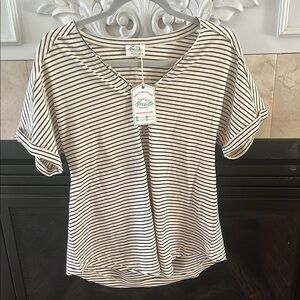 Black and off white striped top